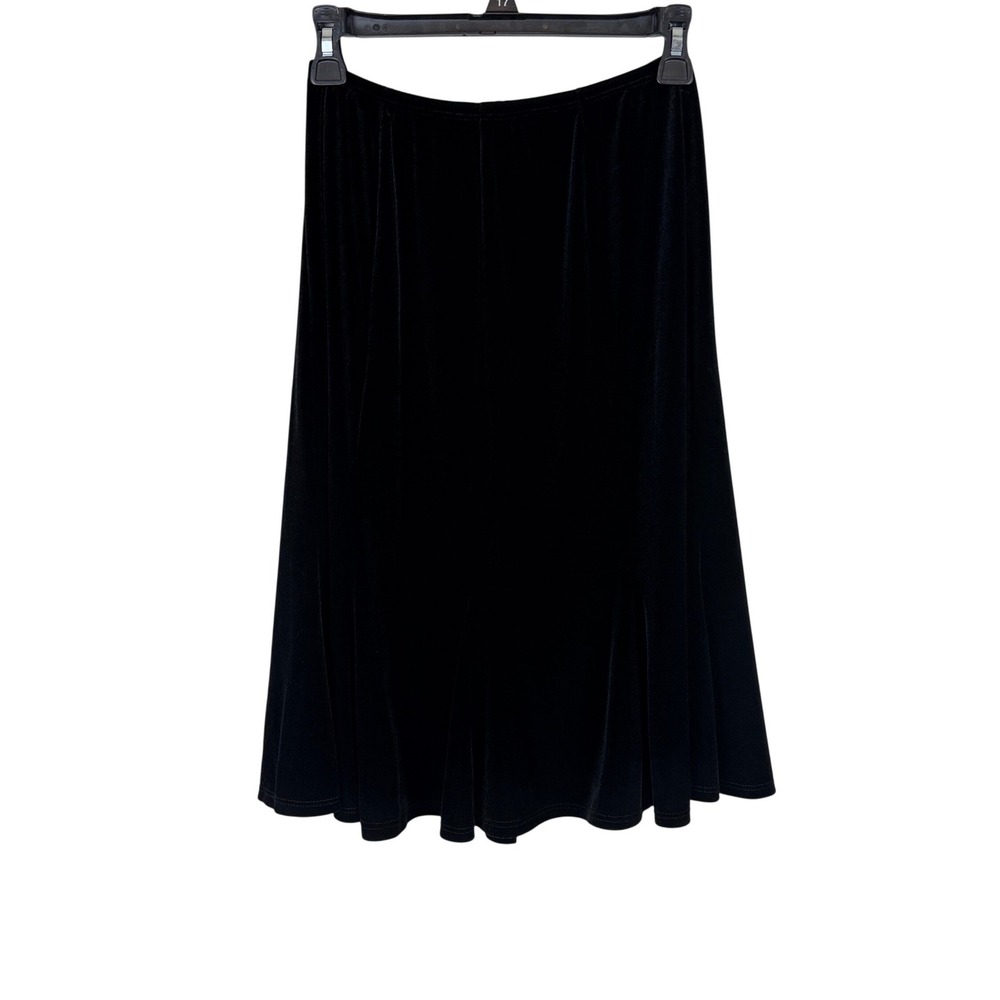 VTG Y2K Notations Midi Skirt Size PM Black Velvet Pull On Holiday Whimsygoth